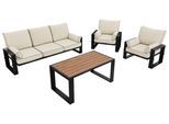 GARTENMÖBEL-SET ELBA: 1x Tisch, 1x Sofa, 2x Sessel - Beige