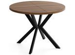 ESSTISCH Valeo runder ausziehbarer, Walnuss Braun 100-180/100/76 cm
