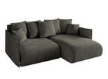 ECKSOFA Ottomane rechts ONESK-L 216x177x72 Schwarz Velours