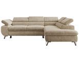 ECKSOFA PABLO L Beige Schenille grob gewebt - Rechts Seite