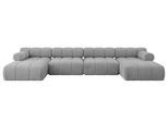 WOHNLANDSCHAFT modulares Sofa Tesso-U2 - 380x160x70 cm Hellgrau Velours