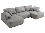 WOHNLANDSCHAFT CUBO U Hellgrau Velvet