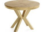 ESSTISCH Clara Gold runder ausziehbarer, Lancelot Eiche 120-200/120/76 cm