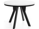ESSTISCH Strato Black runder ausziehbarer, Weiß 100-140/100/77 cm