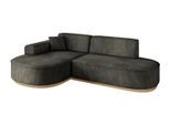 ECKSOFA Ottomane Links MARI-L1-v2 - 243x171x83 cm Schwarz Velours