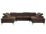 WOHNLANDSCHAFT PABLO U Velvet Braun mit Topper Visco