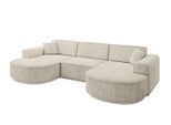 WOHNLANDSCHAFT MARI-U1-v3 - 303x171x83 cm Ecru Velours