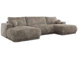 WOHNLANDSCHAFT RINA U Hellbraun Cord