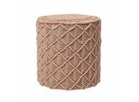 SITZPOUF Delilah rund, hellbraun im Makramee-Stil, 40/40/42 cm
