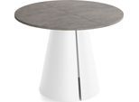 ESSTISCH Lamio runder ausziehbarer, Beton-Optik Dunkelgrau 100-180/100/76 cm