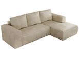 ECKSOFA TRENTINO L Beige Velvet - Rechts