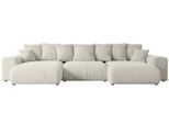 WOHNLANDSCHAFT mit Schlaffunktion ESKAR-U -364x176x84cm Creme Cord