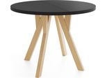 ESSTISCH Avero runder ausziehbarer, Schwarz 80-160/80/77 cm