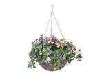 KUNSTBLUMEN Stiefmütterchen in Blumenampel, 60 cm