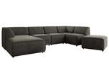 WOHNLANDSCHAFT MODARO U 6M - Dunkelgrau Velvet - Links