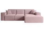 ECKSOFA Ottomane Rechts SERRA-L - 266x169x80 cm Rosa Cord