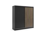 KLEIDERSCHRANK VILAN mit Lamel/LED - 200 cm - Schwarz|Eiche Wotan