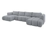 WOHNLANDSCHAFT CLOUD-U 405x185x90 Hellgrau Velours