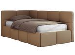 JUGENDBETT ARVO 90/200 - Braun Kunstleder - Pocket-Matratze - Links Seite