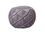 POUF grau im Makramee-Stil, 40/40/35 cm