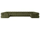 WOHNLANDSCHAFT modulares Sofa Birno-U3 - 475x190x70 cm Grün Bouclé