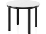 ESSTISCH Corin Schwarz runder ausziehbarer, Weiß 100-176/100/76 cm