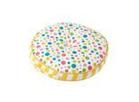 BODENKISSEN rund, bunte Punkte & gelbe Streifen, Ø 43/7 cm