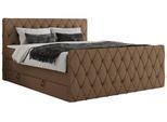 BOXSPRINGBETT MIREN KING DUO 120/200 Braun Kunstleder - H4