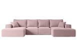 WOHNLANDSCHAFT mit Schlaffunktion und Bettkasten SIERRA-U-S - 349x161x87 cm Rosa Cord