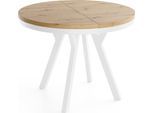 ESSTISCH Vero Neo rund ausziehbar verlängerbar, Eiche Artisan Hellbraun 80-130/80/77 cm