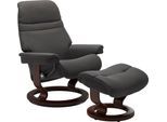 Relaxsessel STRESSLESS "Sunrise", grau (rock paloma), B:88cm H:103cm T:78cm, Leder BATICK: BATICK ist ein leicht korrigiertes, durchgefärbtes und genarbtes Möbelleder, bei dem die meisten Unebenheiten und Spuren in der Regel entfernt wurden.;Leder PALOMA: PALOMA ist ein durchgefärbtes Semianilin-Möbelleder mit natürlicher Narbung.;ROHLEDER Stoff Q2 FARON: Ein fester zuverlässiger Bouclé mit einem