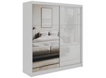 SCHWEBETÜRENSCHRANK mit Spiegel - WALENCJA - 200 - Weiß lacobel