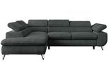 ECKSOFA PETER L Dunkelgrau Struktur - Links Seite