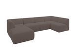 WOHNLANDSCHAFT Ottomane Links MOVO-L 345x180x78 cm Braun Bouclé