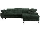 ECKSOFA PABLO L Grün Cord - Rechts Seite mit Visco Topper
