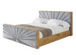 POLSTERBETT mit Bettkasten, Fußteil und Lattenrost, Boxbett mit Matratze H3/H4 - ENZO6-Z 120x200 Hellgrau