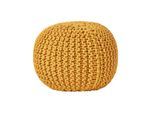 STRICK-POUF senfgelb, 40/40/35 cm