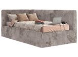 POLSTERBETT TILVO 90/200 - Hellbraun Cord - Schaumstoffmatratze - Links