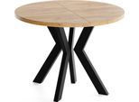 ESSTISCH Savio rund ausziehbar verlängerbar, Eiche Braun 90-190/90/77 cm