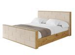POLSTERBETT mit Bettkasten, Fußteil und Lattenrost, Boxbett mit Matratze H3/H4 - ENZO8-Z 200x200 Beige