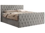 BOXBETT MIREN DUO 160/200 - Hellgrau Velvet - H4