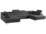 WOHNLANDSCHAFT GUSTAW U Dunkelgrau Velvet