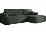 ECKSOFA Marion mit Schlaffunktion & Bettkasten in Chenille Dunkelgrün, Rechts 267/154/83 cm