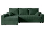 ECKSOFA mit Schlaffunktion und Bettkasten ALESIA-L 231x140x90 cm Grün Cord