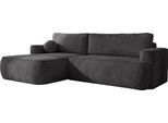 ECKSOFA Marion mit Schlaffunktion & Bettkasten in Chenille Graphit, Schwarz, Links 267/154/83 cm