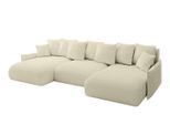 WOHNLANDSCHAFT mit Schlaffunktion und Bettkasten ONESK-U-v1 317x177x72 Beige Bouclé