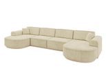 WOHNLANDSCHAFT MARI-U2-v1 - 388x171x83 cm Beige Velours