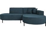 ECKSOFA Hana Loft 3-Sitzer Ecke Rechts, Cordstoff Chenille, Dunkelblau 241/80/168 cm