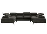 WOHNLANDSCHAFT PABLO U Velvet Dunkelgrau mit Topper Visco