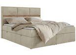 BOXSPRINGBETT ORVO 160/200 - Beige Velvet - Topper T25 - H4